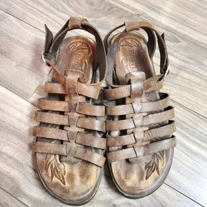 Distressed Leather Gladiator Sandals